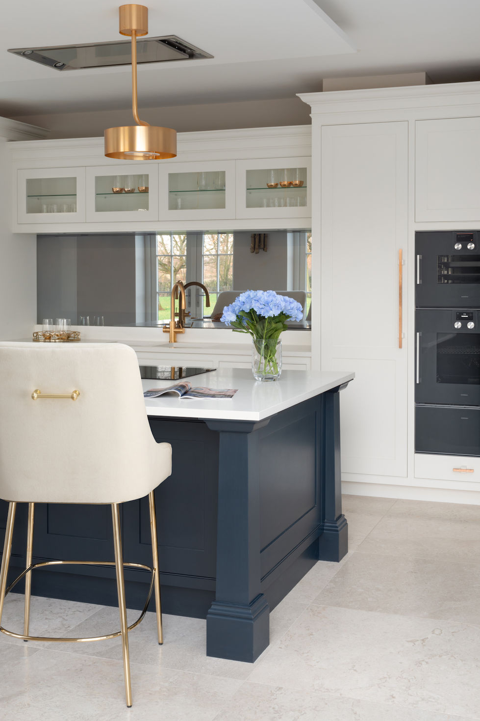 Hand painted island using a basalt blue paint colour