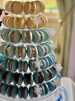 blue white ombre macaron tower