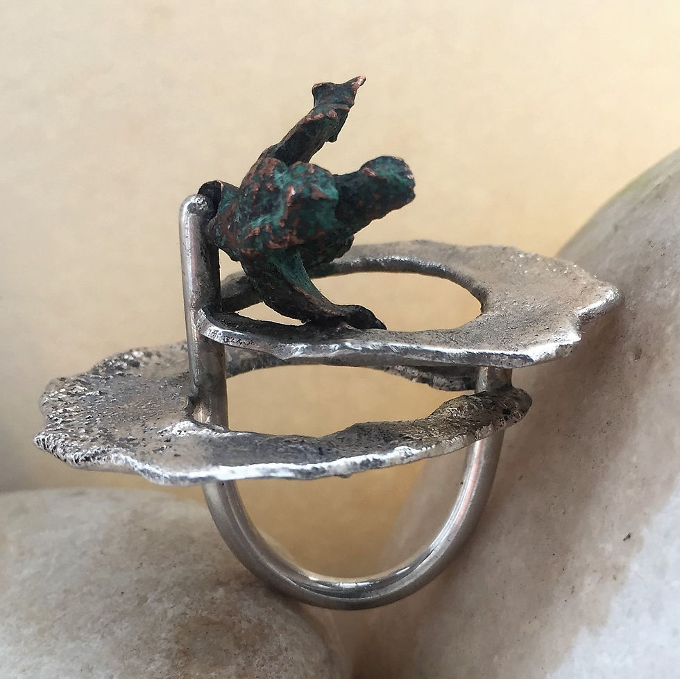 Miniatura: Anillo artesanal en plata y cobre - Joyas de Aragón