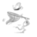 Illustration: Mann fängt Schmetterling - Symbol für Infomaterial und Flyer