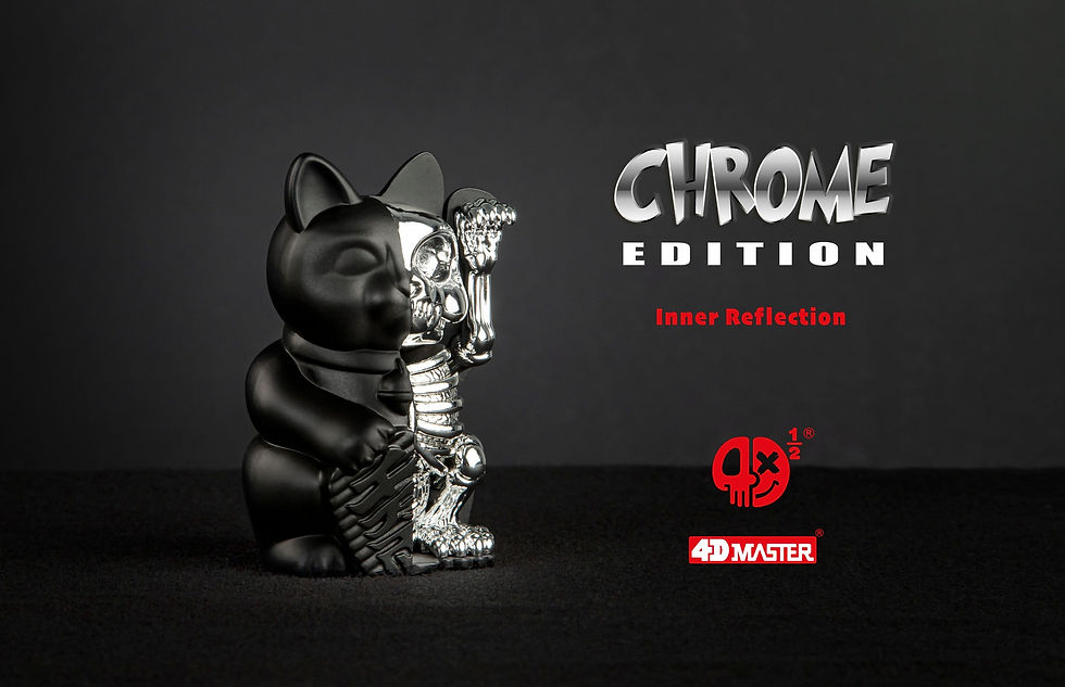 半解剖招財貓電鍍版- 銀骨 (626211)