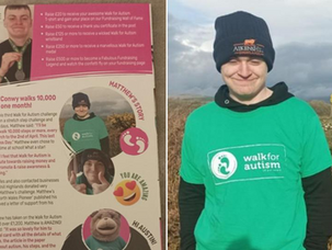 Student raises awareness and funds for autism projects by walking 303,011 steps.