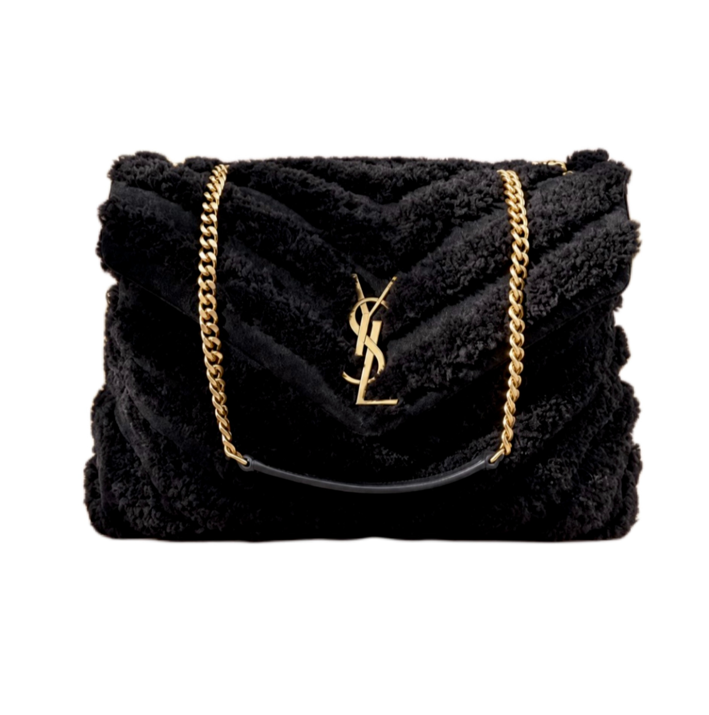 Yves Saint Laurent Medium Black Shearling LouLou