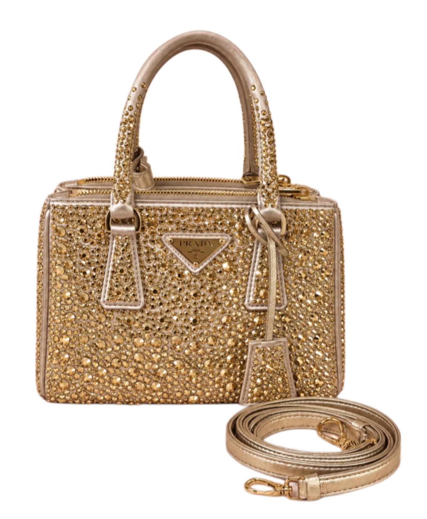 Prada Gold Crystal Mini Galleria Tote