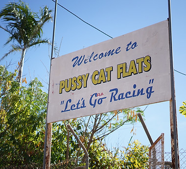 Pussycat Flats Caravan Park Sign 1