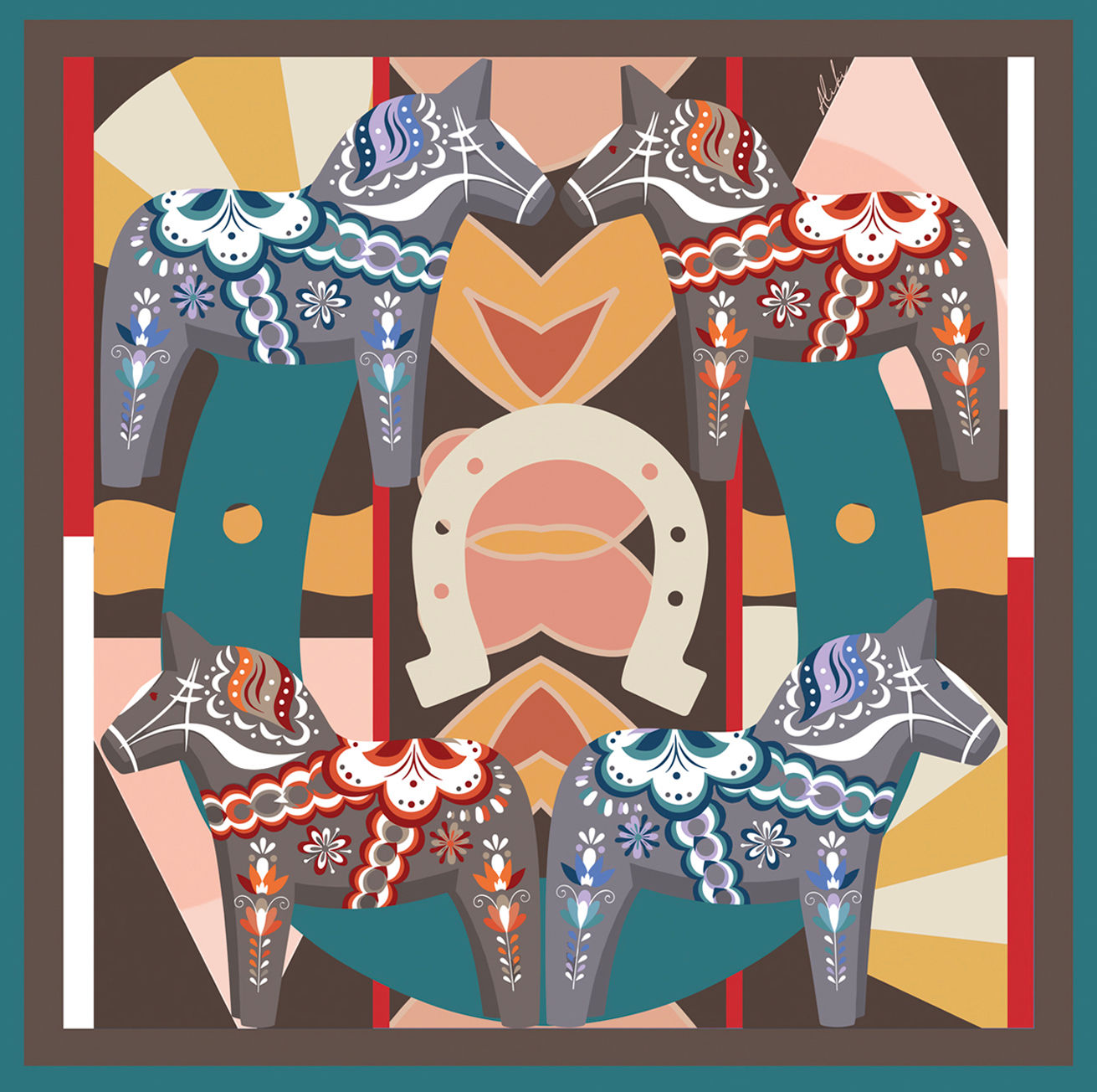 TOY HORSES SILK SCARF