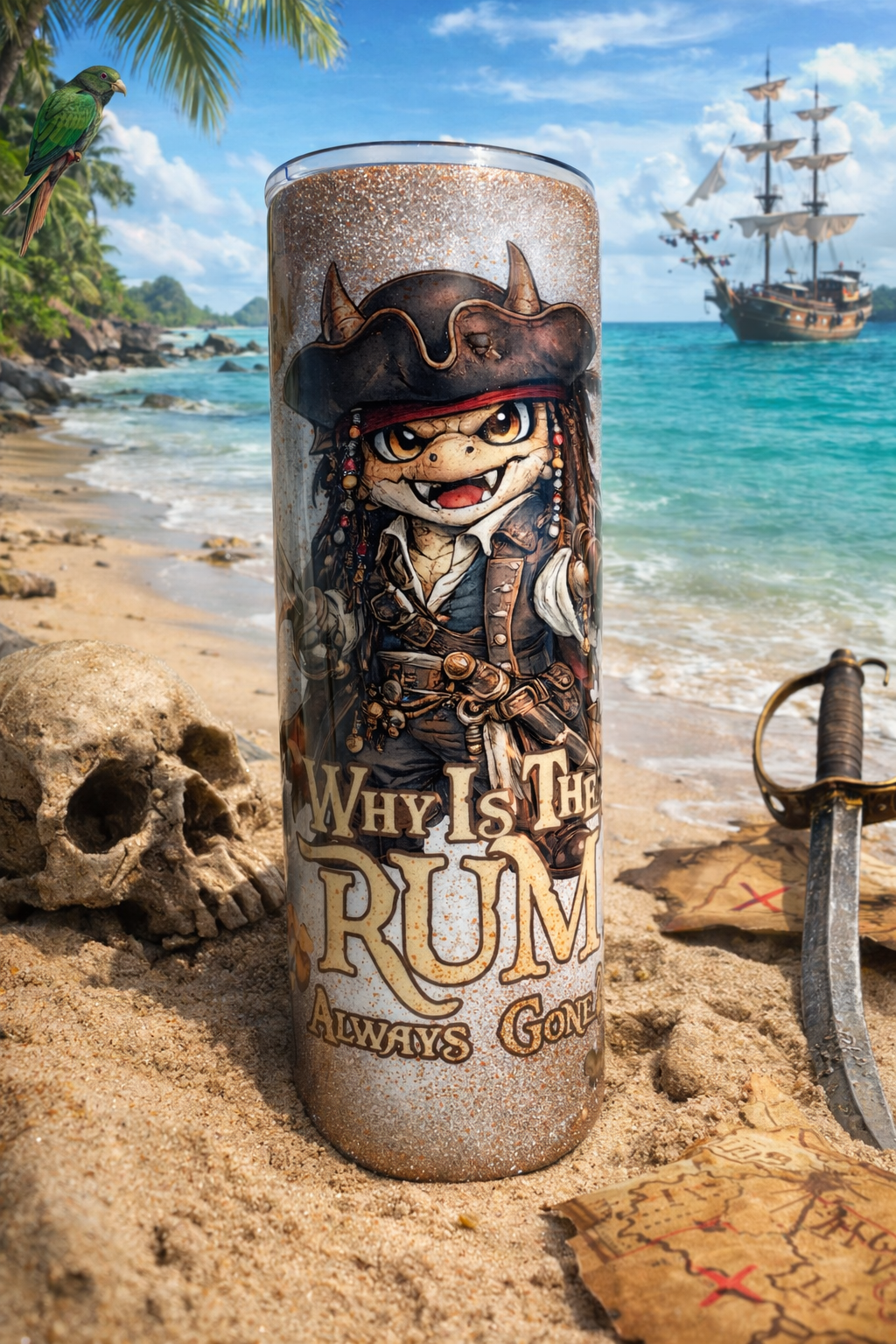 30oz Skinny - Capt. Jack Treasure Map