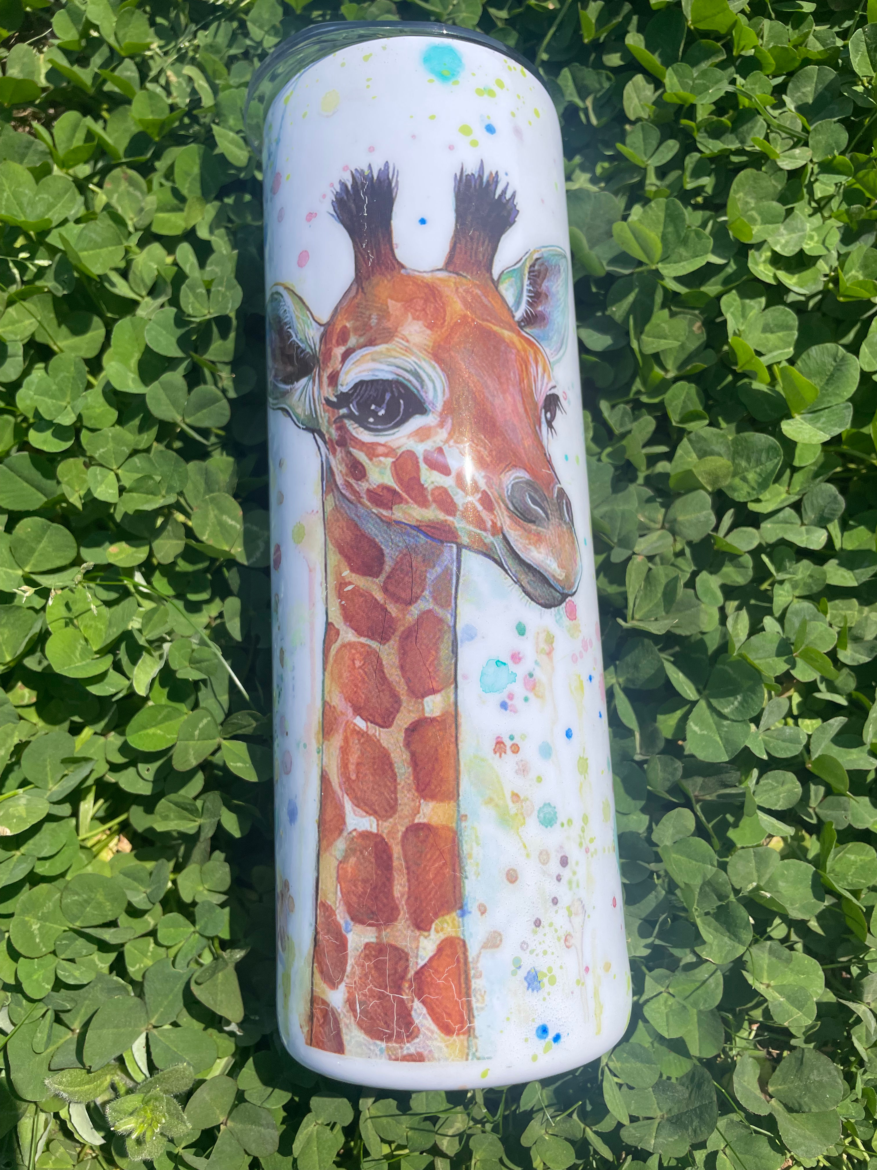 20oz Skinny - Alcohol Ink Giraffe Tattoo