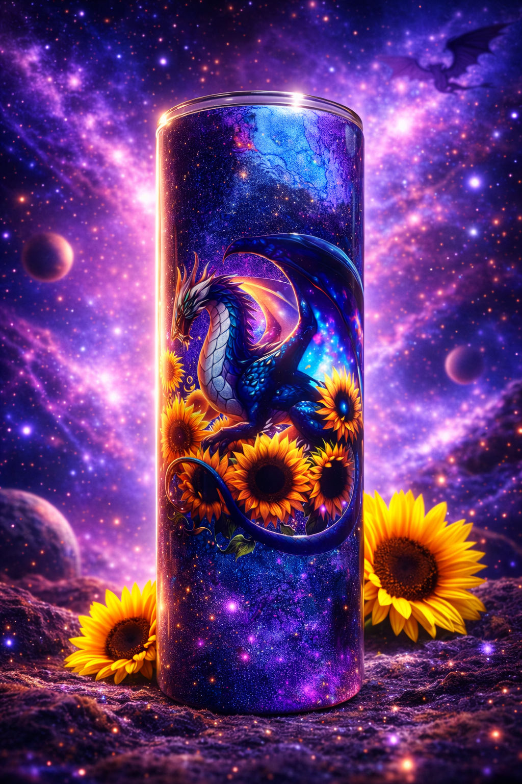 30oz Skinny - Galaxy Sunflower Dragon