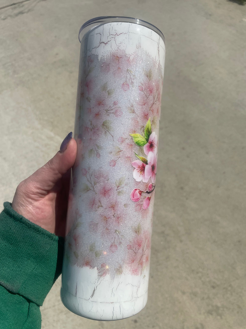 Thumbnail: 30oz Skinny - Crackle Blue Bird & Cherry Blossom