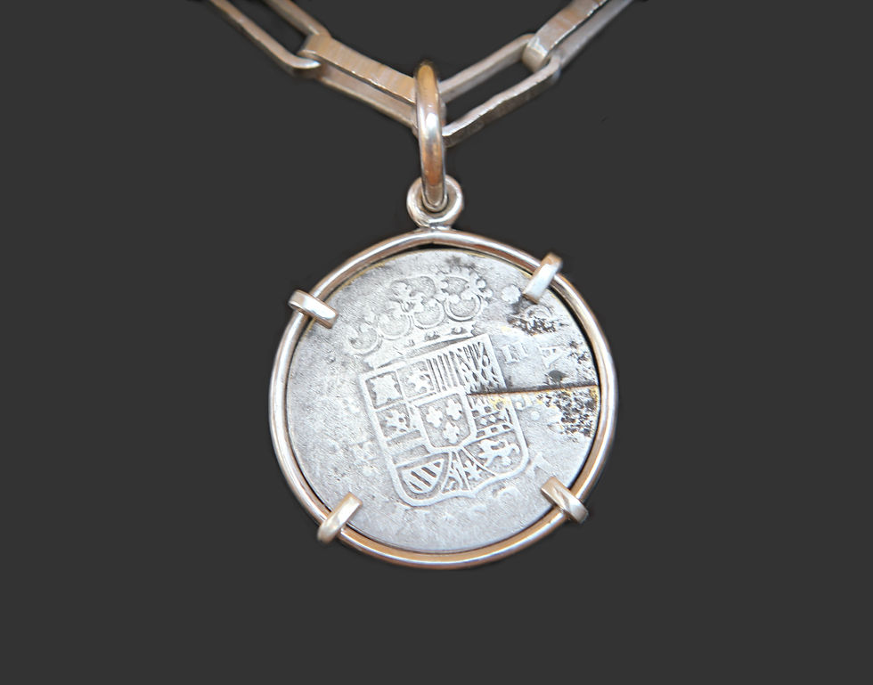 Thumbnail: Sterling Silver Genuine 1760 2 Reale Spanish Pirate Coin  Carlos III
