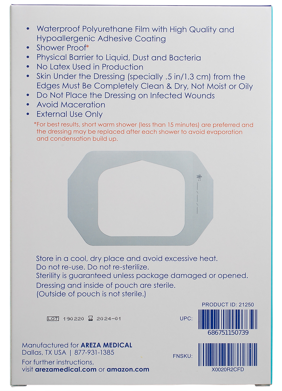 Thumbnail: Showerproof Transparent Adhesive Film Dressing 4″ X 4.7″ (10cm x 12cm) (50 PCS)