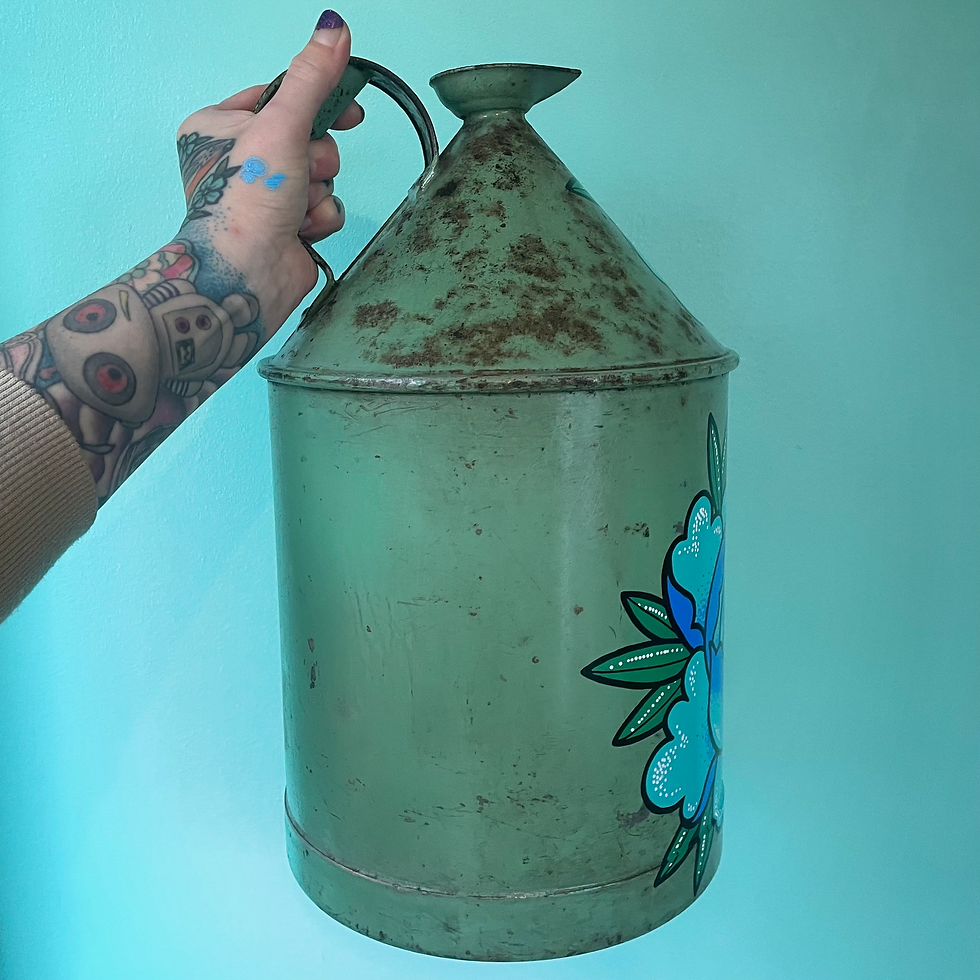 Thumbnail: Floral Eyeball Vintage Metal Can