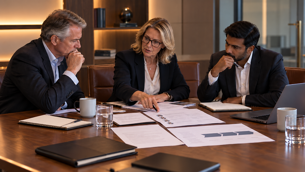 HR leader and board members preparing for a technology executive search