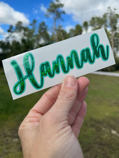 Custom Name Stickers - Cursive Font Decal - Laptop Water Bottle Cups Tumblers