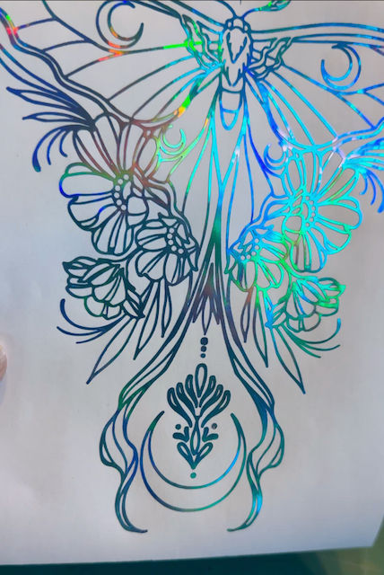 Thumbnail: Mystical Moon Moth Decal - Celestial Floral Butterfly - Vinyl  Car Truck Window Tumbler Motorcycle Journal