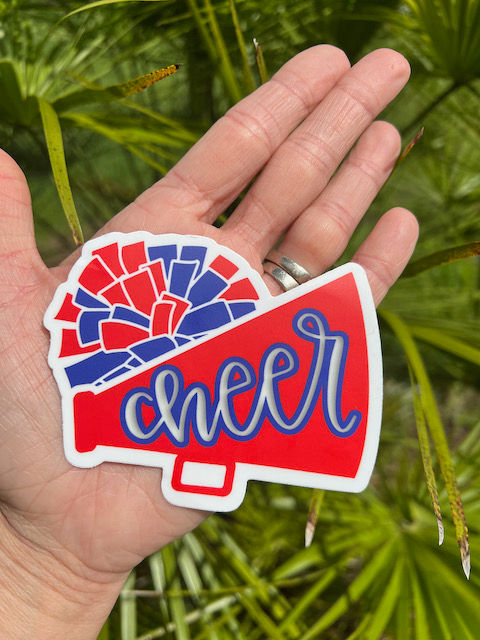 copy of Cheer Stickers - Megaphone and Pom-Pom Decals - RED & ROYAL