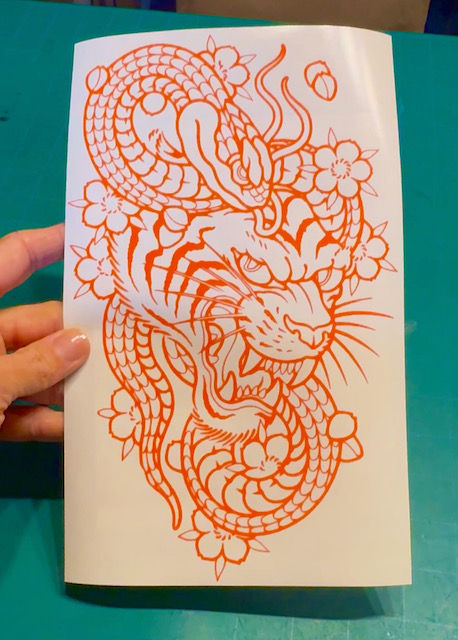Japanese Tattoo Tiger Snake Decal - Flash Art Vinyl Car Motorcycle Laptop Decal