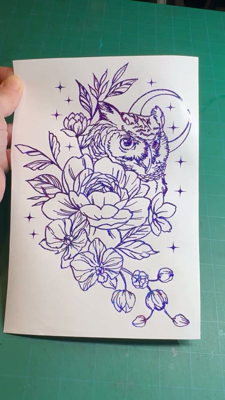 Floral Owl Decal - #3 Celestial Moon Flowers Car Laptop Motorcycle Tumbler Window