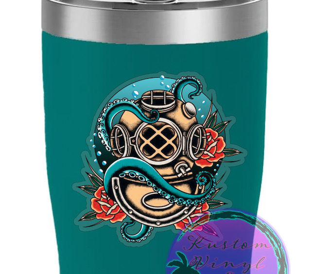Thumbnail: Octopus Deep Sea Diver Tattoo Sticker - American Traditional Flash Art