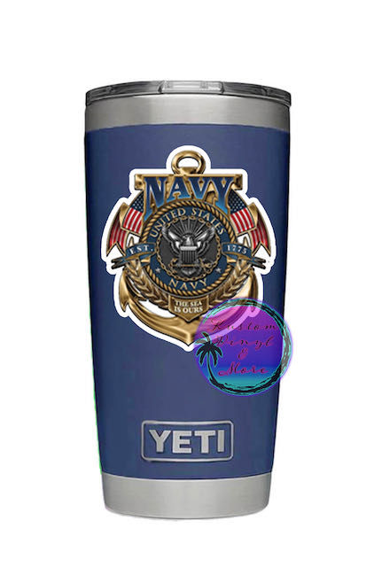 US Navy Emblem Anchor Sticker - American Flags Eagle - "The Sea is Ours"