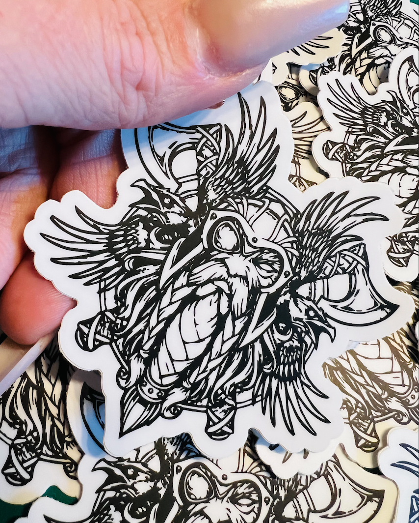 Viking Warrior Thor Odin Ravens Sticker