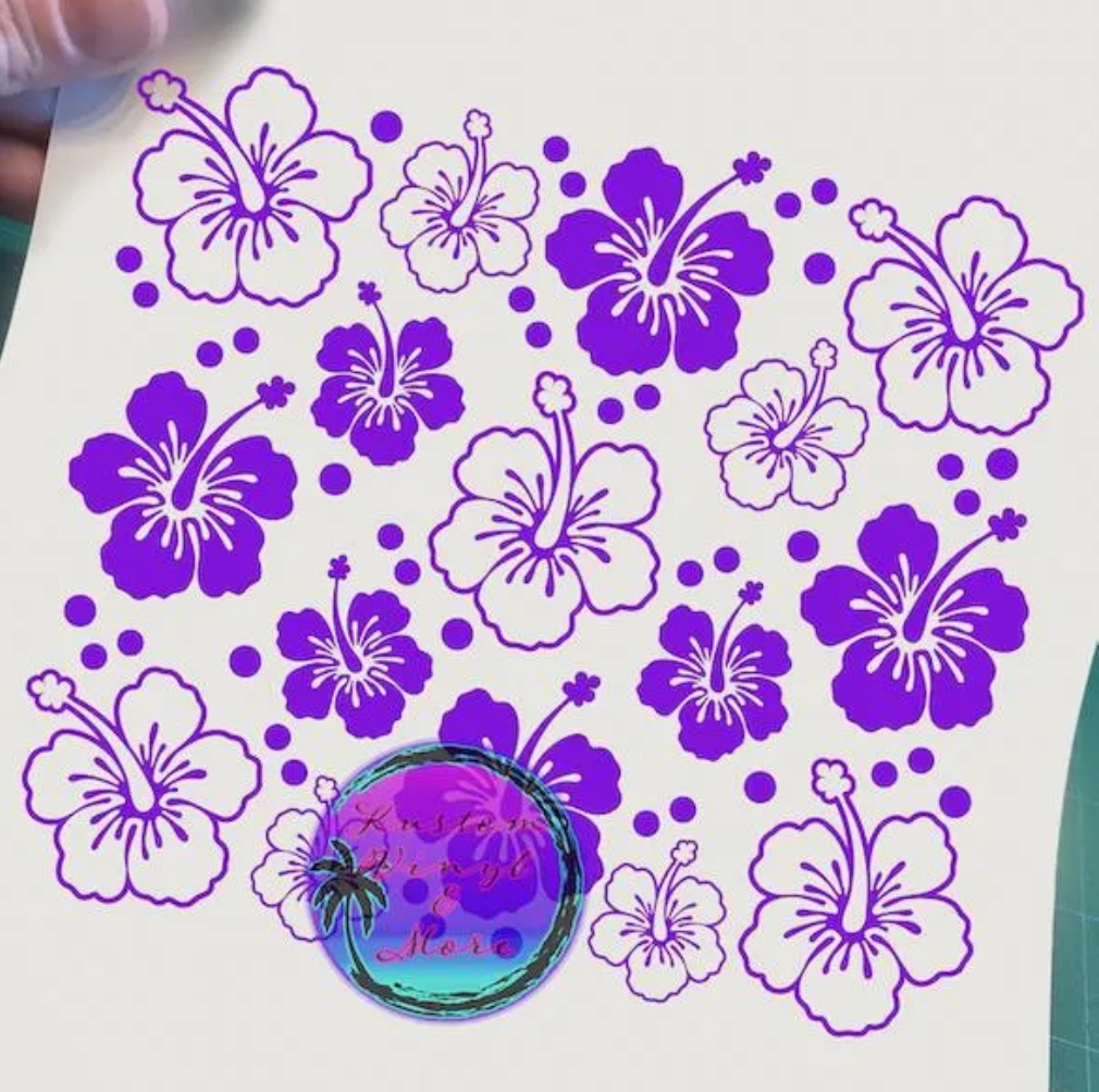Gas Tank Lid Decals - Tropical Hibiscus Flowers