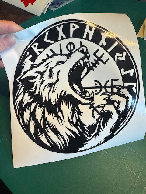 Norse Fenrir Decal - Viking Wolf Futhark Runes Sticker
