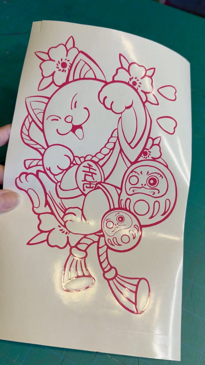 Maneki Neko Daruma Dolls Decal - Lucky Kitty Cat Car Truck Window Tumbler Motorcycle Journal