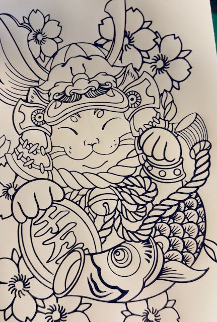 Thumbnail: Maneki Neko Decal - Samurai Koi Omamori - Lucky Cat Stickers  Car Truck Motorcycle Tumbler Journal