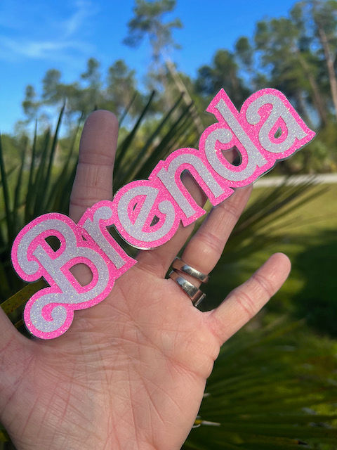 Custom Name Glitter Stickers- Barbie Style Font Decal