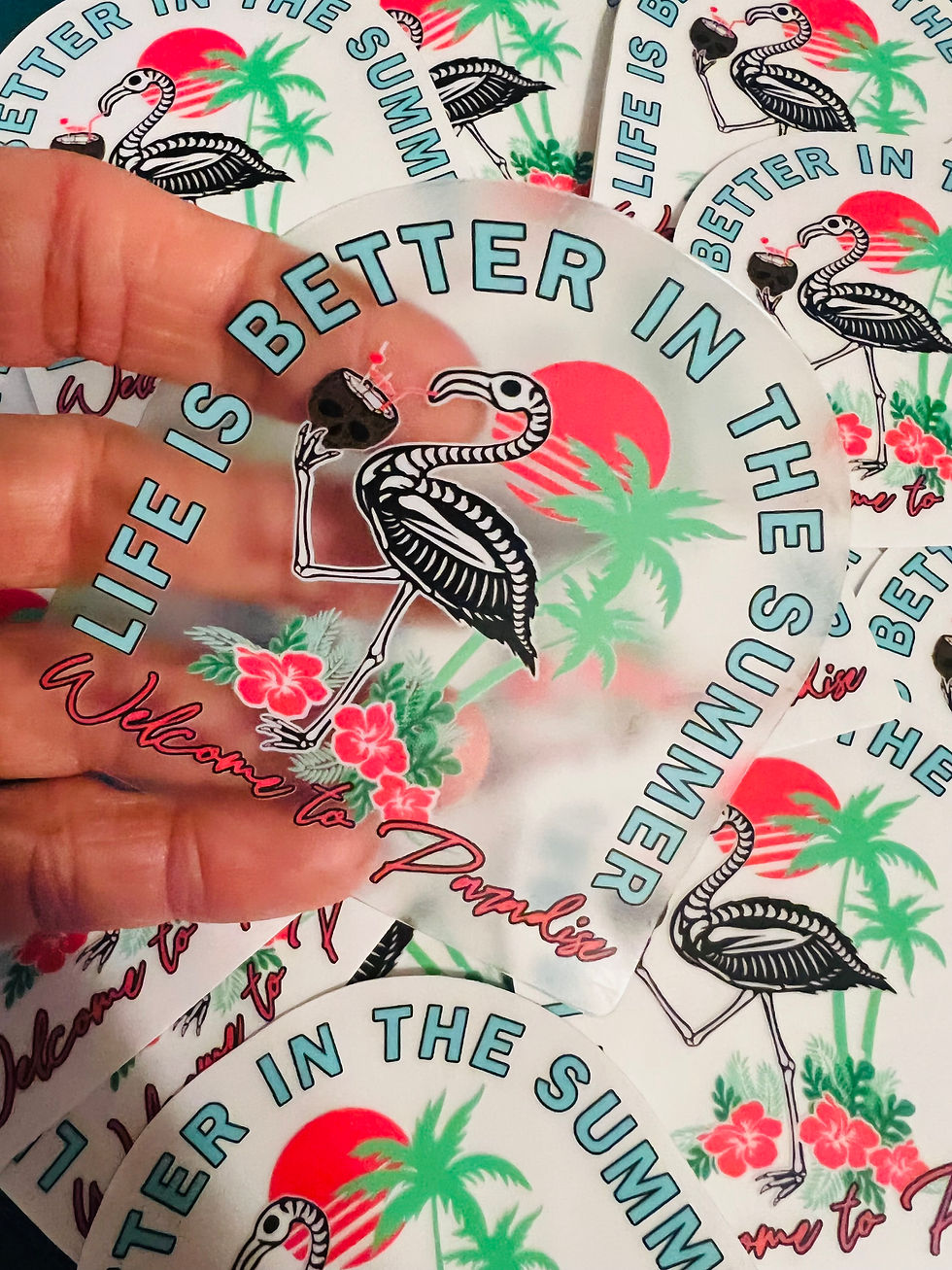 Life is Better Flamingo Skeleton Sticker