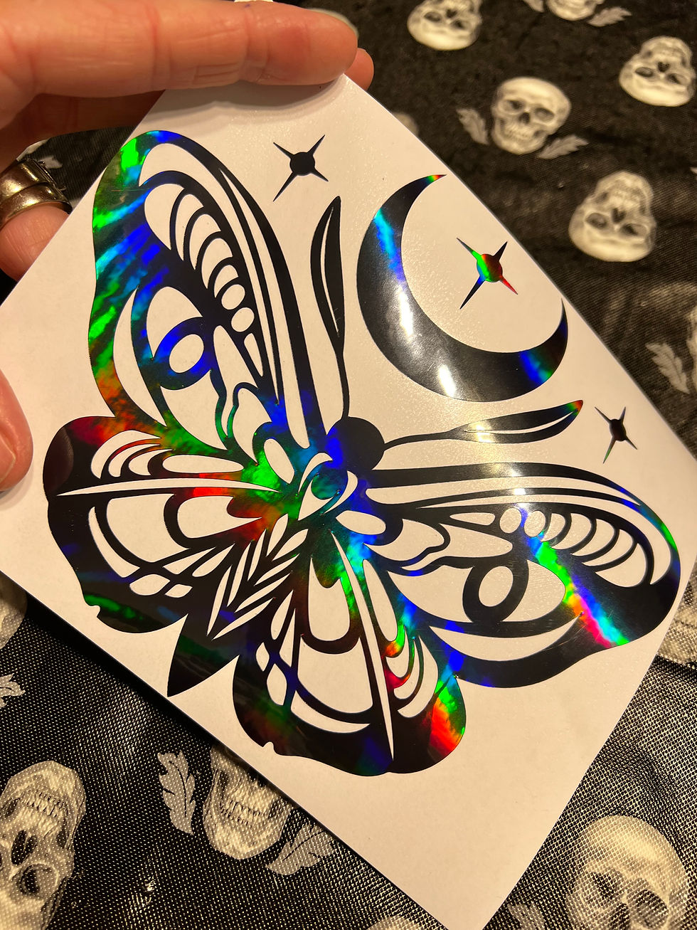 Celestial Moth & Crescent Moon Sticker