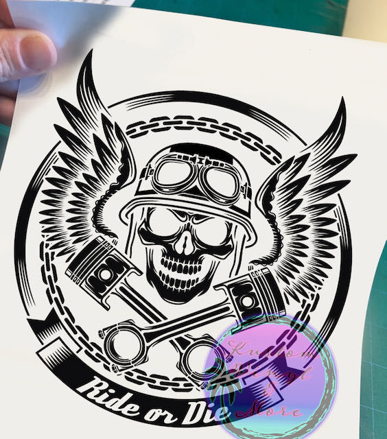 Gear Head Pistons Skull Decals - Ride or Die Sticker Motorcycle Racing