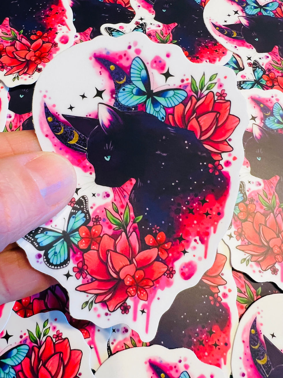 Mystical Cat & Moon Magic Sticker
