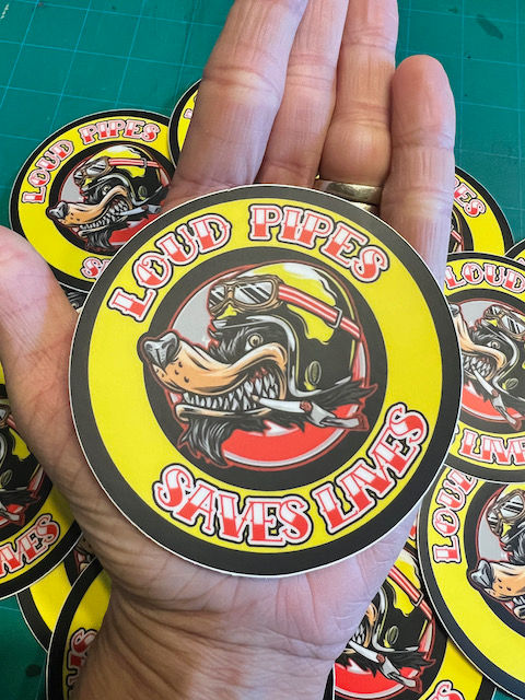 Motorcycle Sticker Wolf Rider - Loud Pipes Save Lives