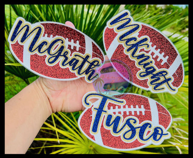 Custom Glitter Football Team Stickers - Player's Name & Number