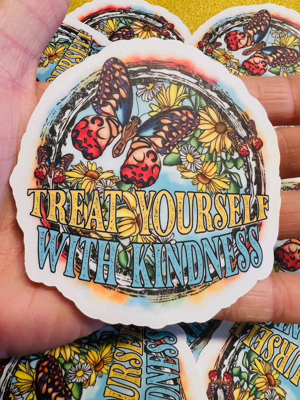 Treat Yourself with Kindness Sticker - InspirationTreat Yourself with Kindness Sticker - Inspiration