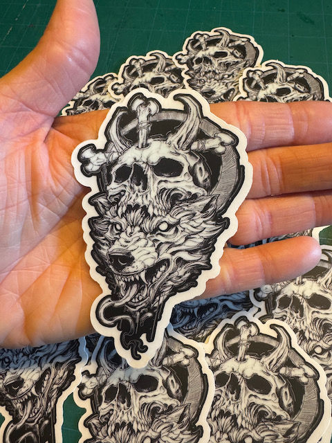 Thumbnail: Viking Skull Fenrir Sticker - Norse Pagan Wolf Decal motorcycle laptop window journal tumbler