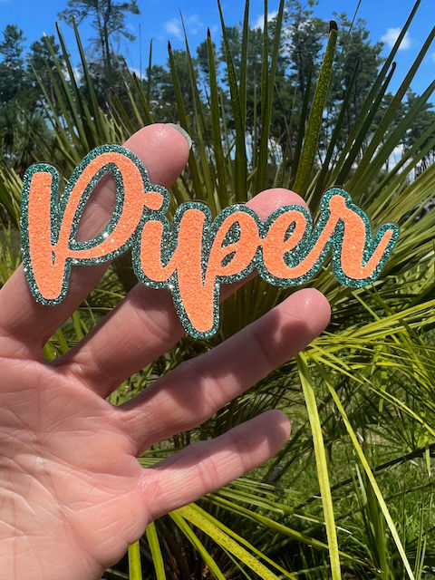 Custom Name Glitter Stickers- Cursive Font Decal - Laptop Water Bottle Cups Tumblers