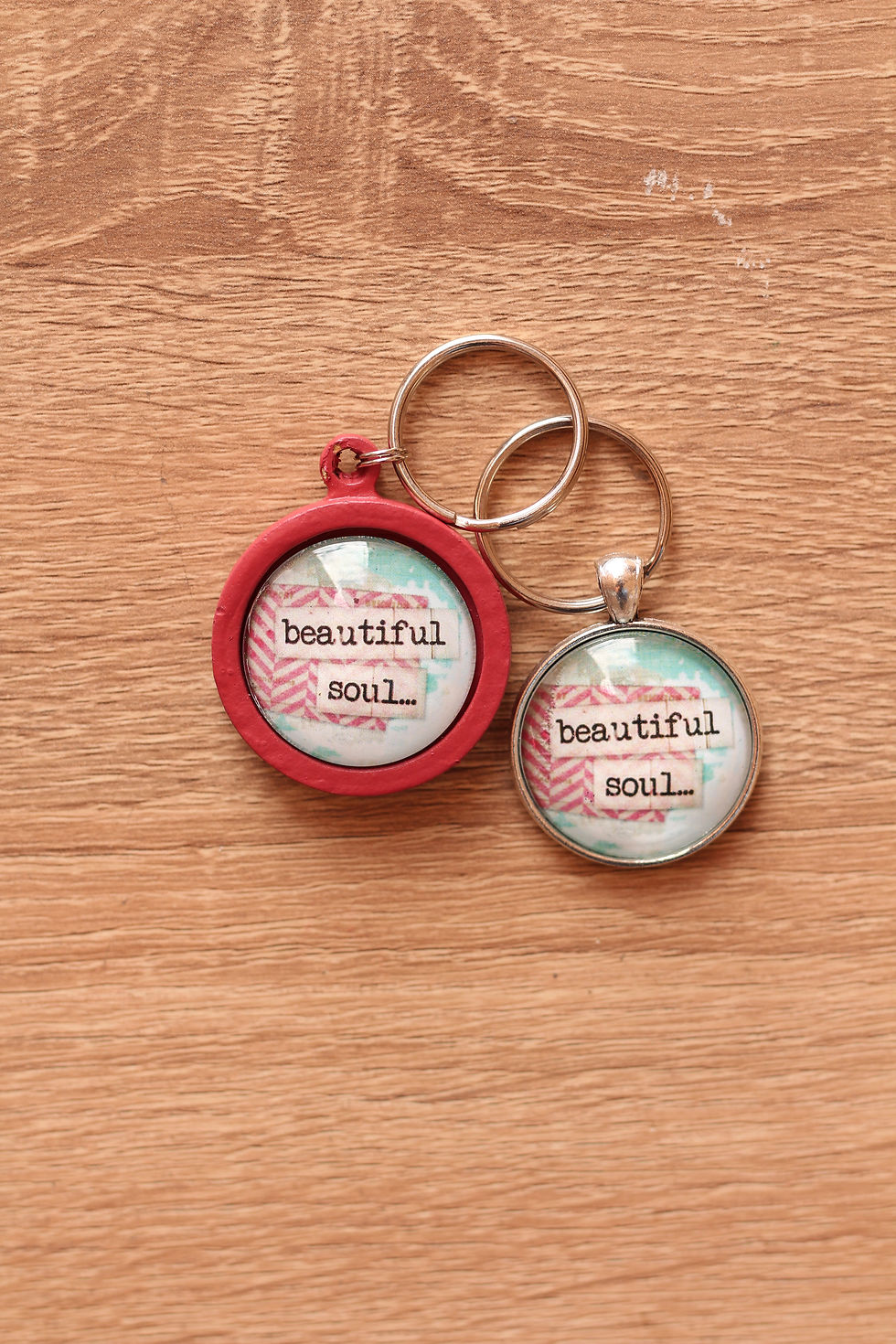 Key ring silver or Wood