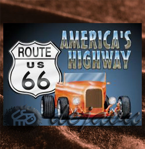 Tin Sign「America's Highway Roadster」