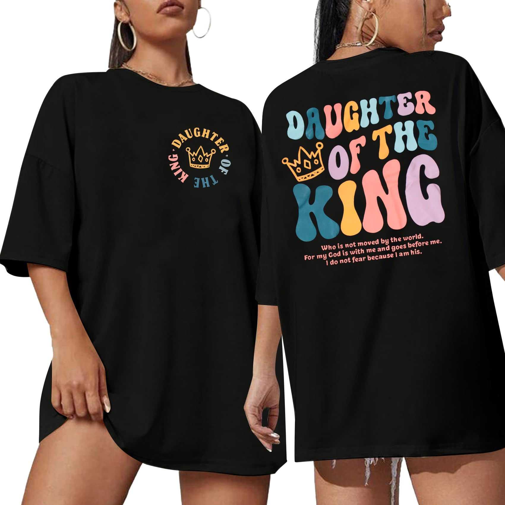 Christian Shirt Women Daughter of The King T-Shirt Crown Graphic Tee Inspiration
