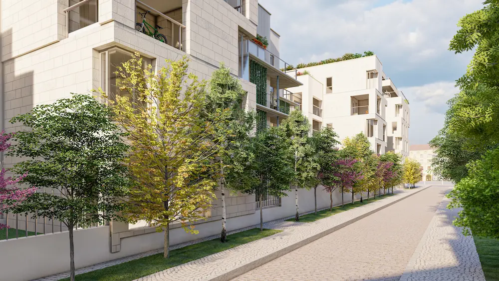 Voie arborée des Promenades d'Olène de  jour