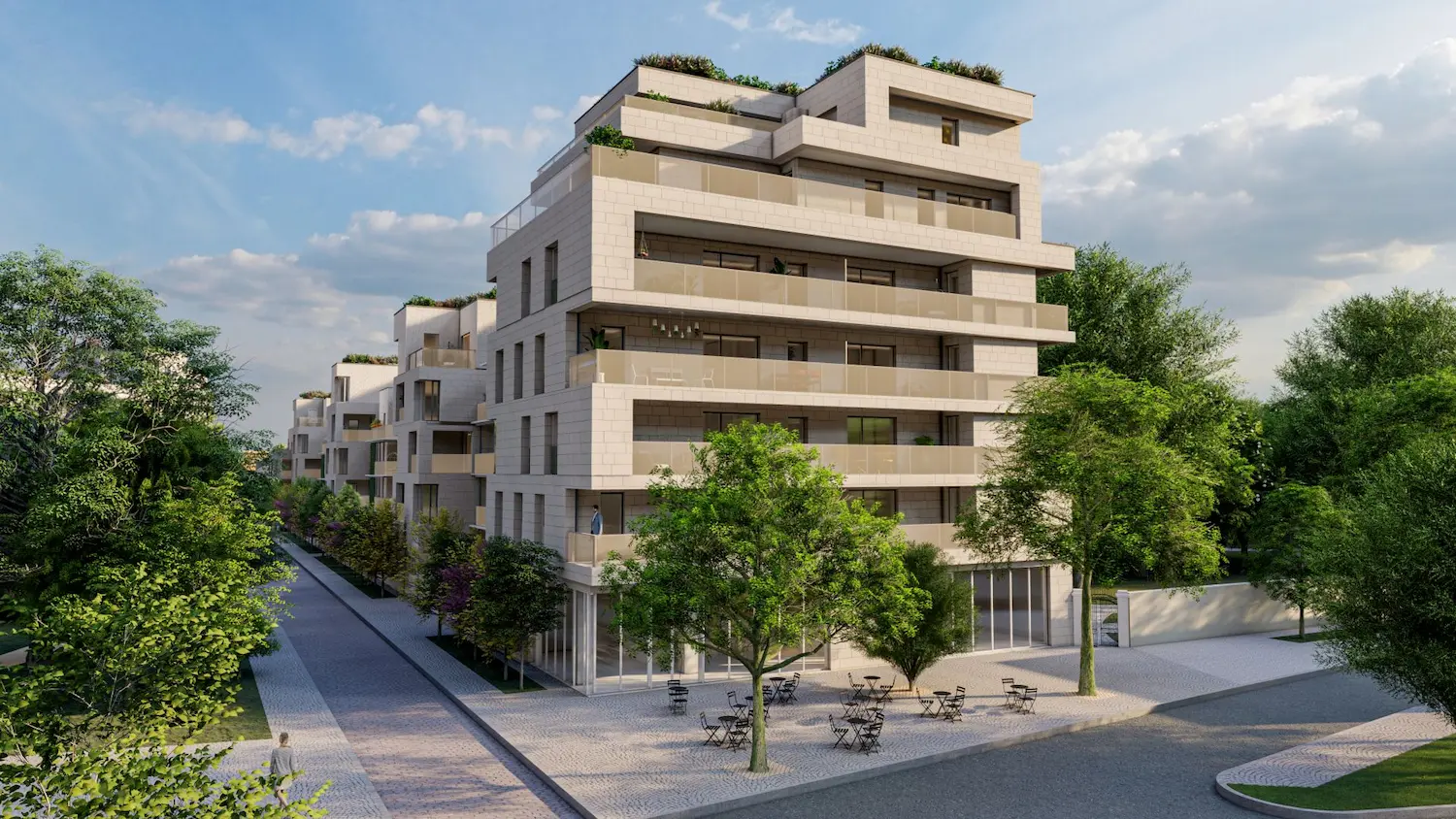 Façade moderne de la résidence Les Promenades d’Olène à Reims