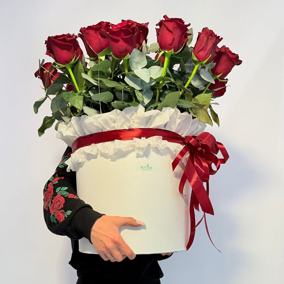 Прев'ю: велика коробка червоних троянд
