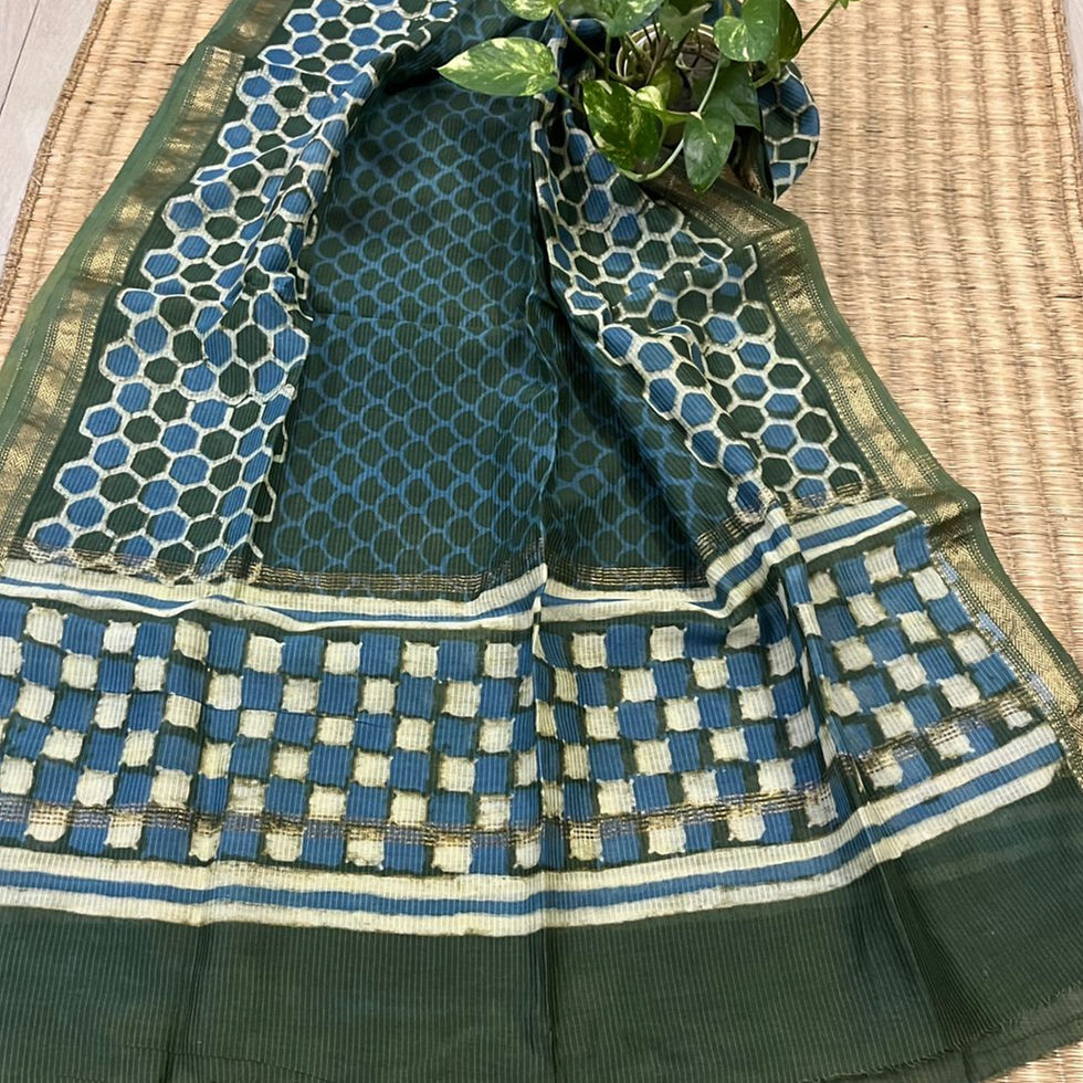 Thumbnail: Blue-Green Dabu Print Dupatta
