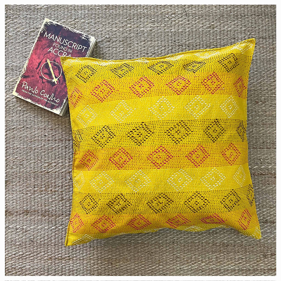 Thumbnail: 'Ayna' Mustard Kantha Stitch Cushion Cover