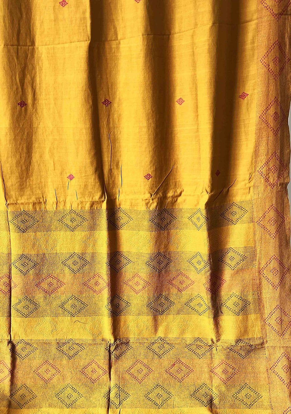 Thumbnail: 'Ayna' Mustard Murshidabadi Kantha Saree