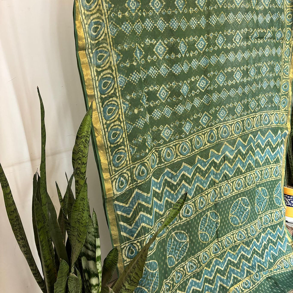 Thumbnail: Green Kota Cotton Saree